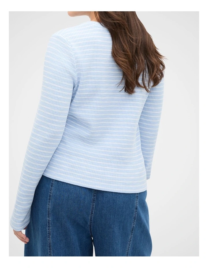 Self Stripe Textured Top in Blue image 2
