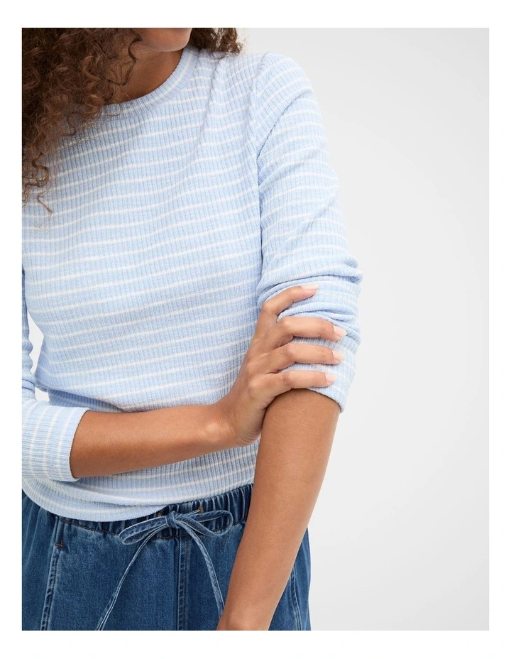 Self Stripe Textured Top in Blue image 6
