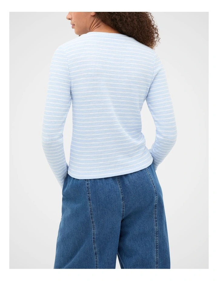 Self Stripe Textured Top in Blue image 7