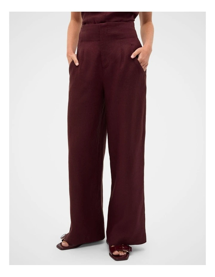 Core Linen Waisted Pant in Plum Red image 5