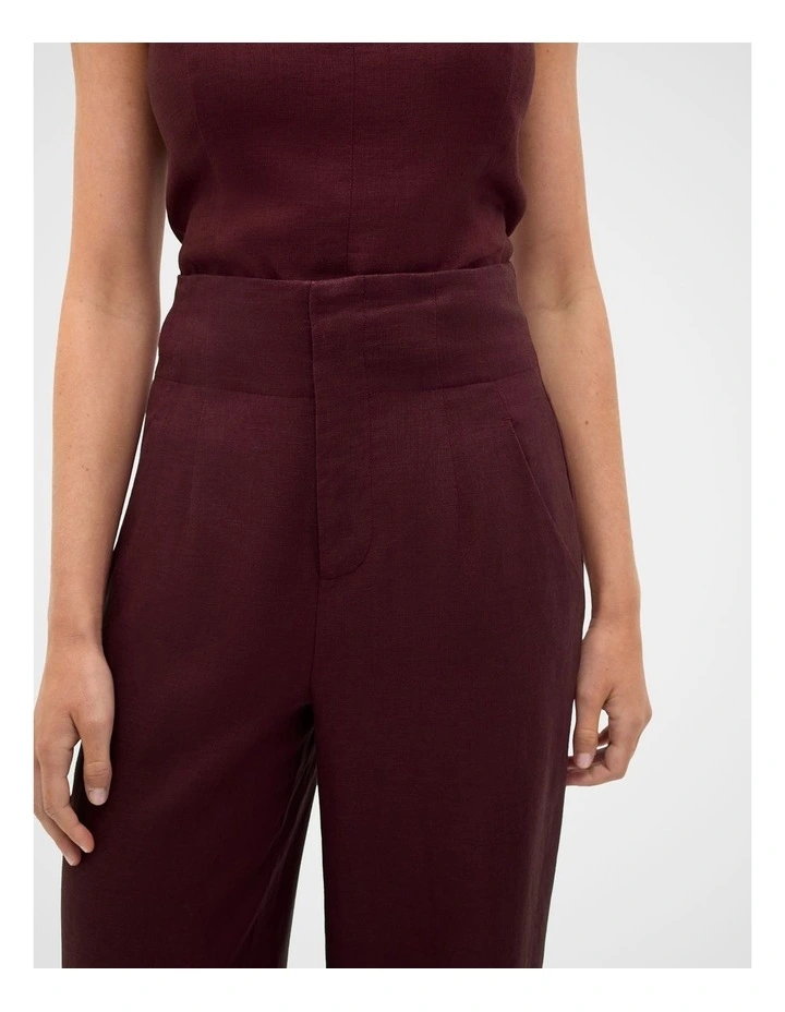 Core Linen Waisted Pant in Plum Red image 6