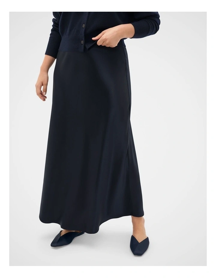 Satin Midi Skirt in Twilight Blue image 1