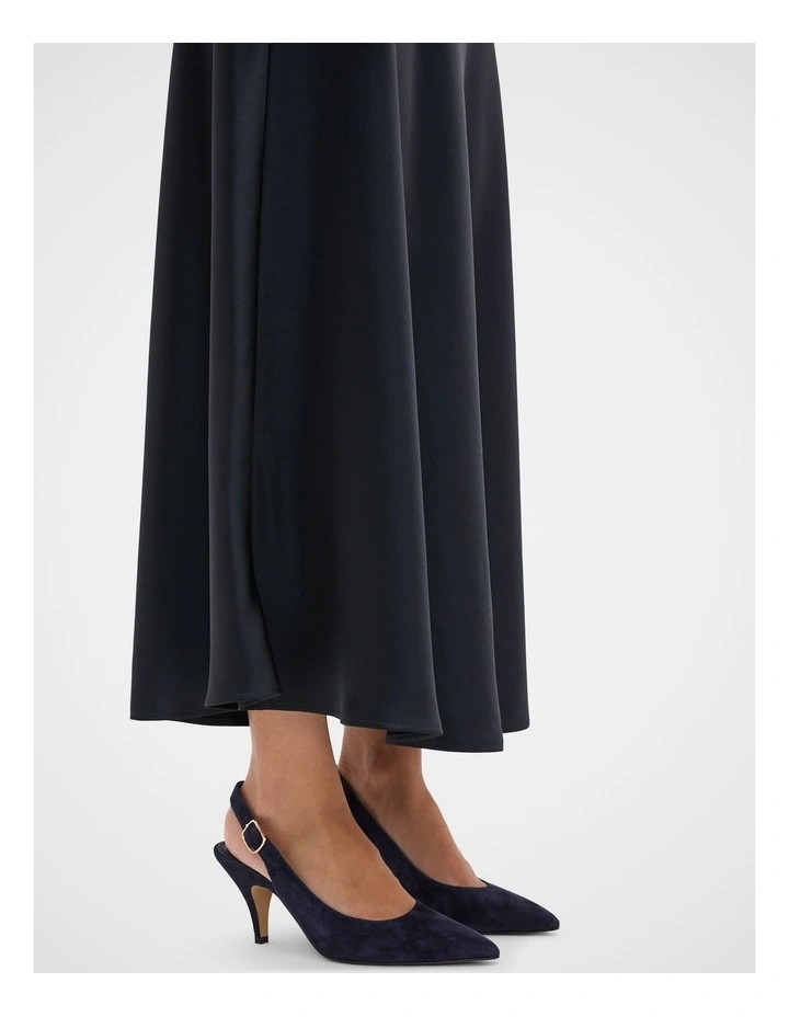 Satin Midi Skirt in Twilight Blue image 3