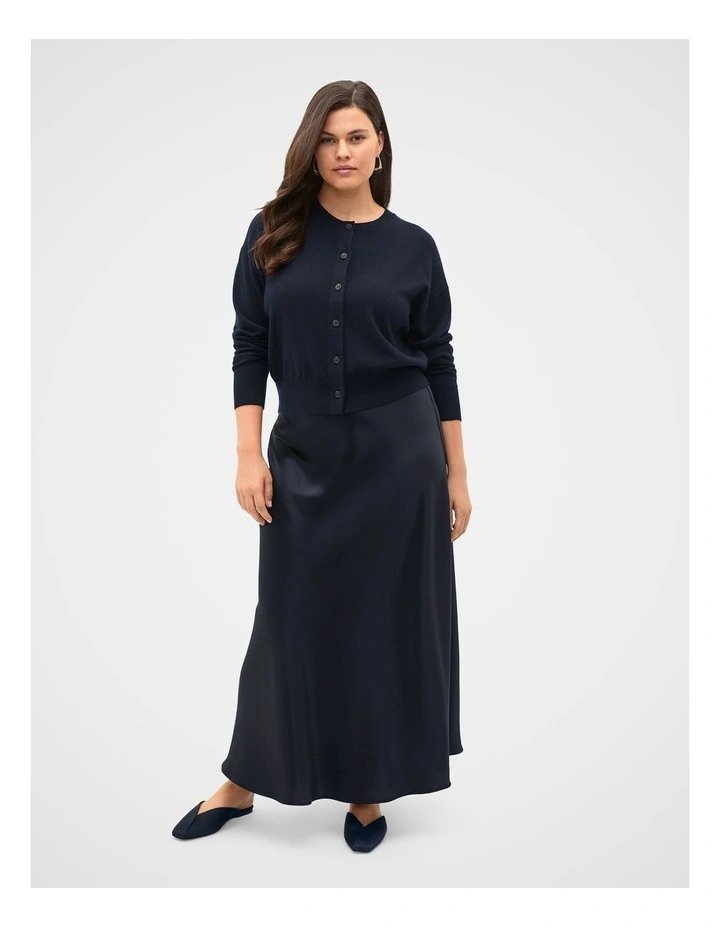 Satin Midi Skirt in Twilight Blue image 3