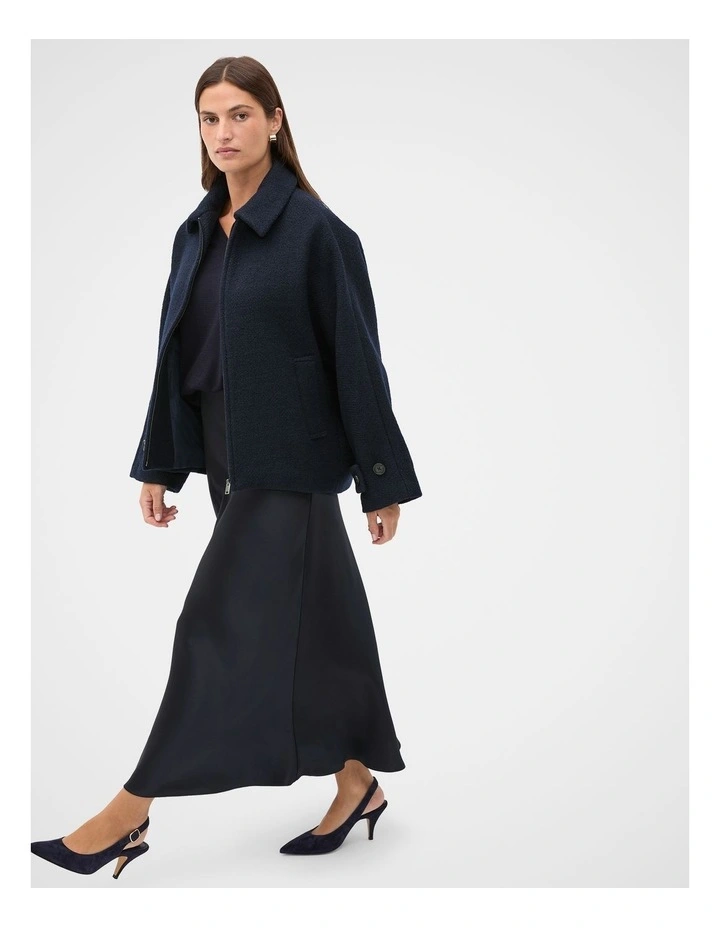 Satin Midi Skirt in Twilight Blue image 4