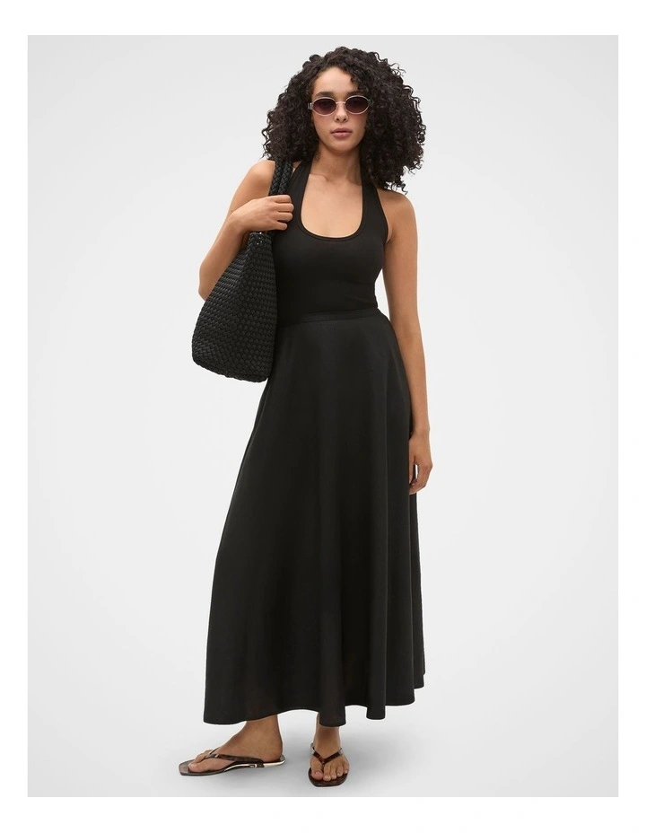 Halter Rib Scoop Neck Tank in Black image 1