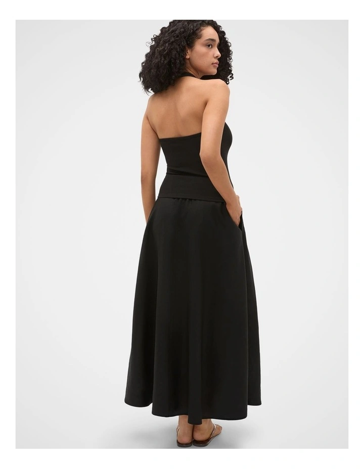 Halter Rib Scoop Neck Tank in Black image 4