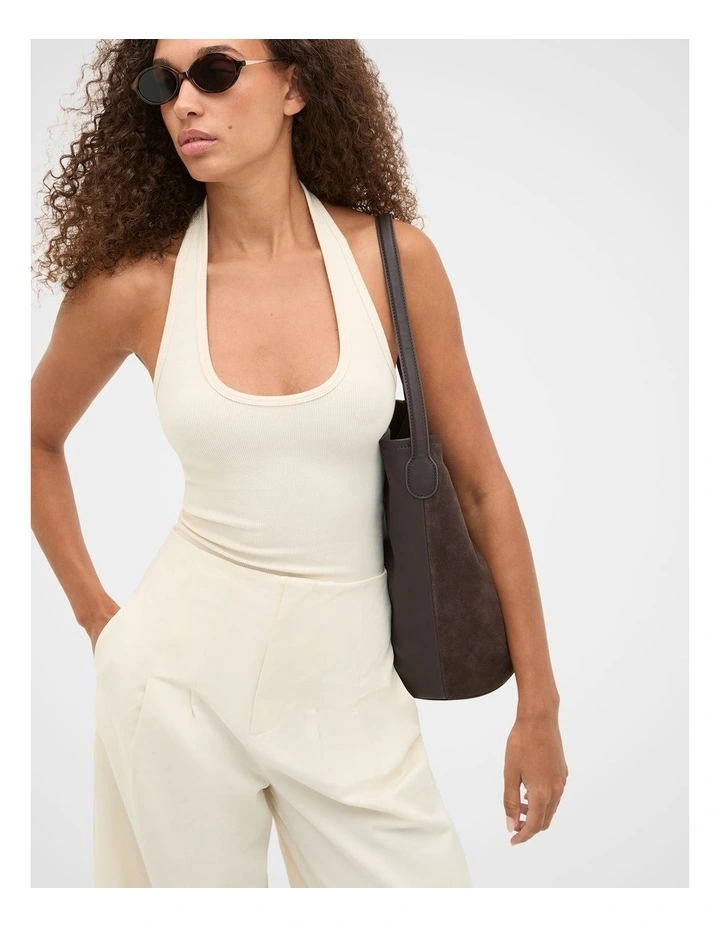 Halter Rib Scoop Neck Tank in Coconut Cream image 1