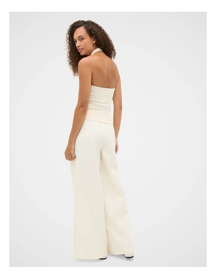 Halter Rib Scoop Neck Tank in Coconut Cream image 2