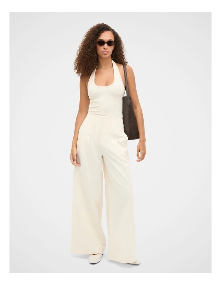 High Rise Pleat Pant in Coconut Cream image 4