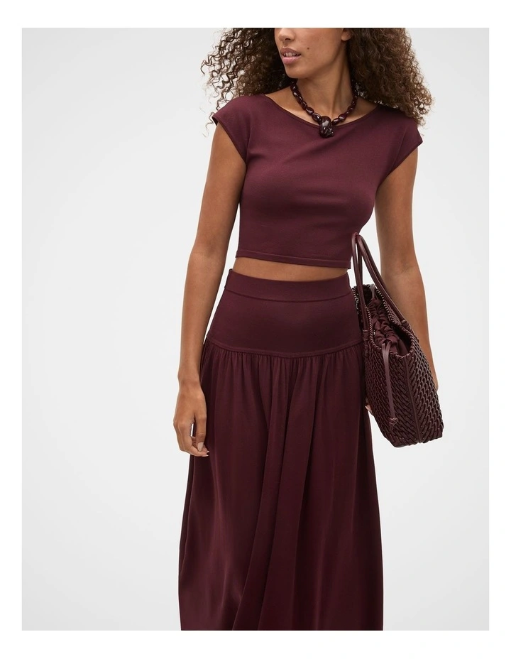 Compact Crepe Knit Top in Plum Red image 4