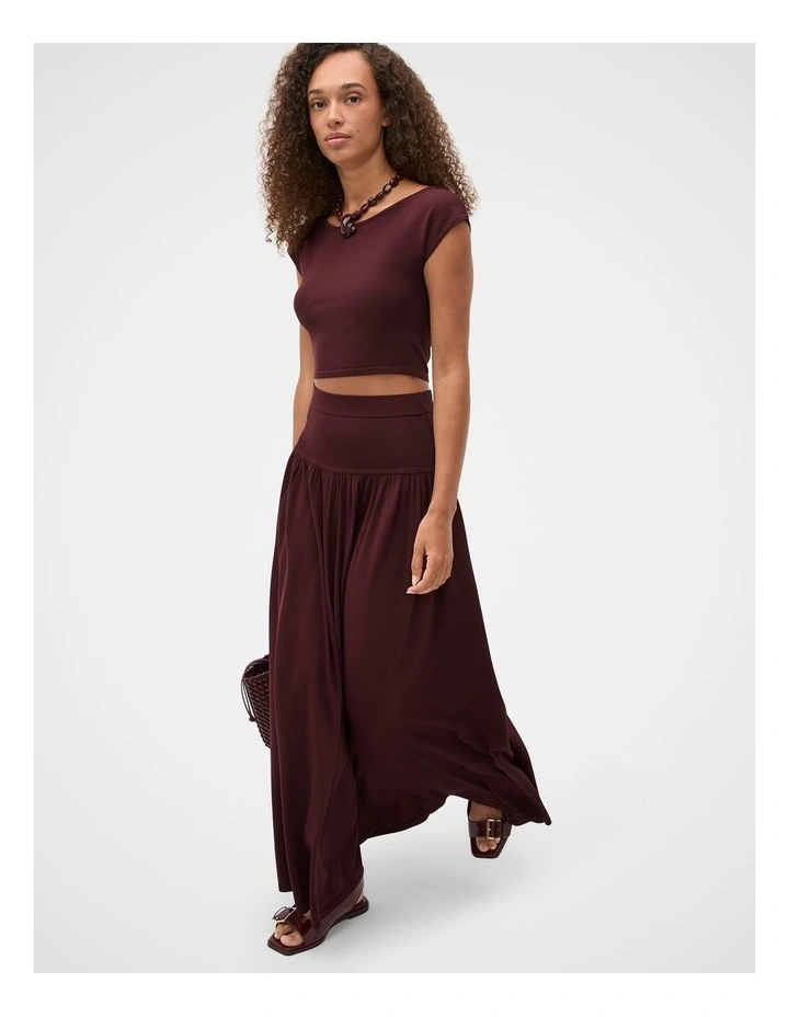 Compact Crepe Knit Top in Plum Red image 5