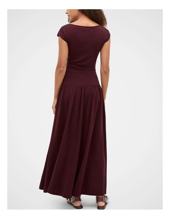 Compact Crepe Knit Skirt in Plum Red image 7
