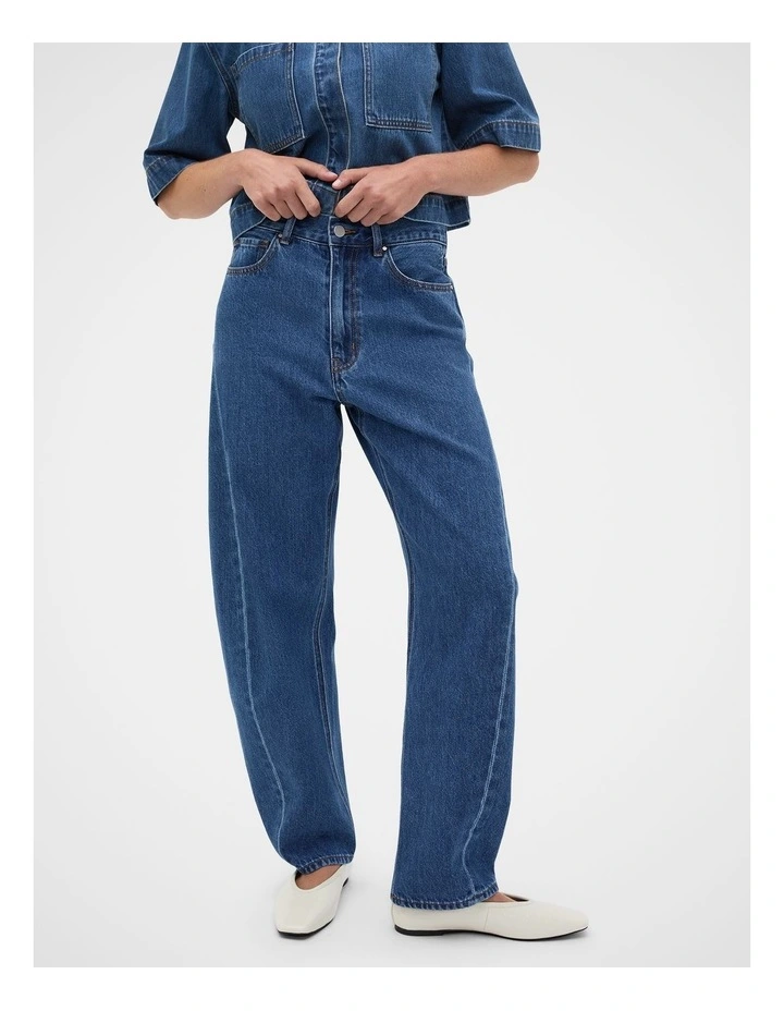 High Waisted Barrel Leg Jean in Heritage Wash image 1