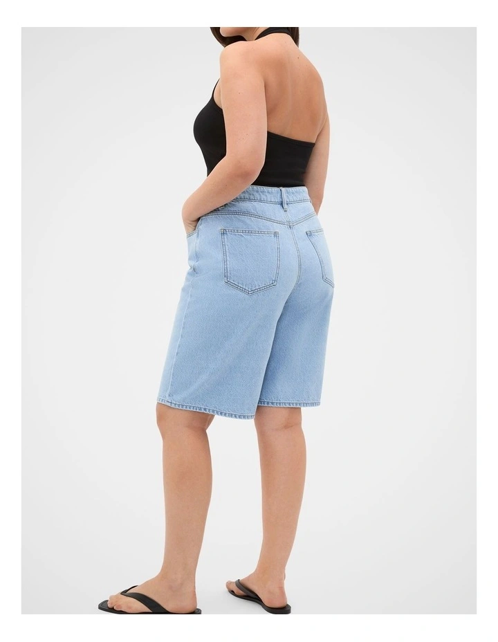 Longline Jean Short in Glacial Blue Wash image 2