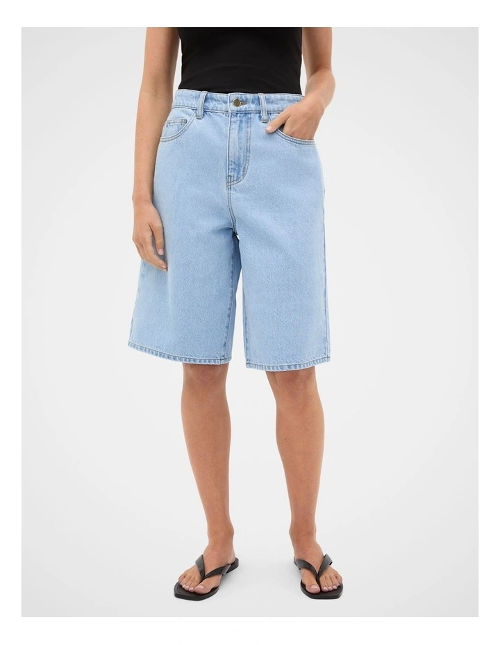 Longline Jean Short in Glacial Blue Wash image 4