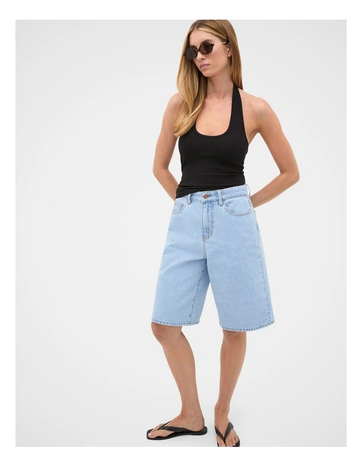 Longline Jean Short in Glacial Blue Wash image 7