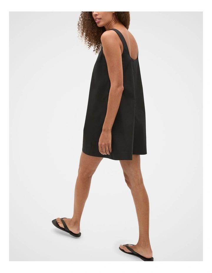 Poplin Shift Mini Dress in Black image 2