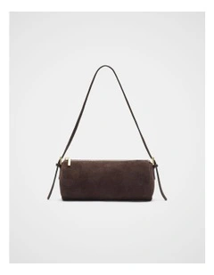 Suede Pouch Shoulder Bag in Chocolate