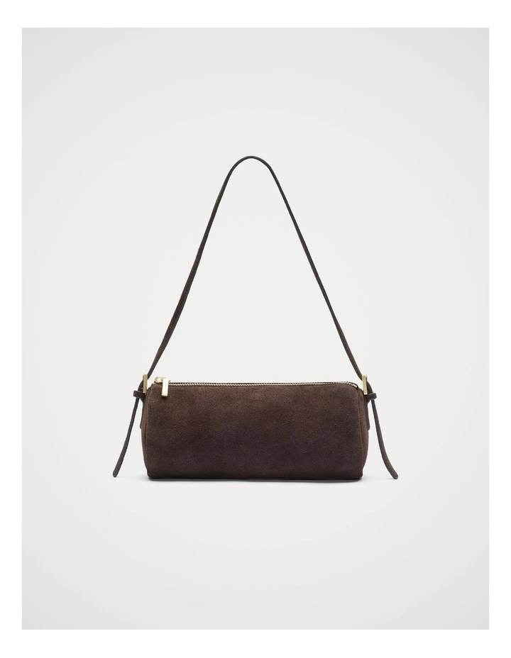 Suede Pouch Shoulder Bag in Chocolate image 1