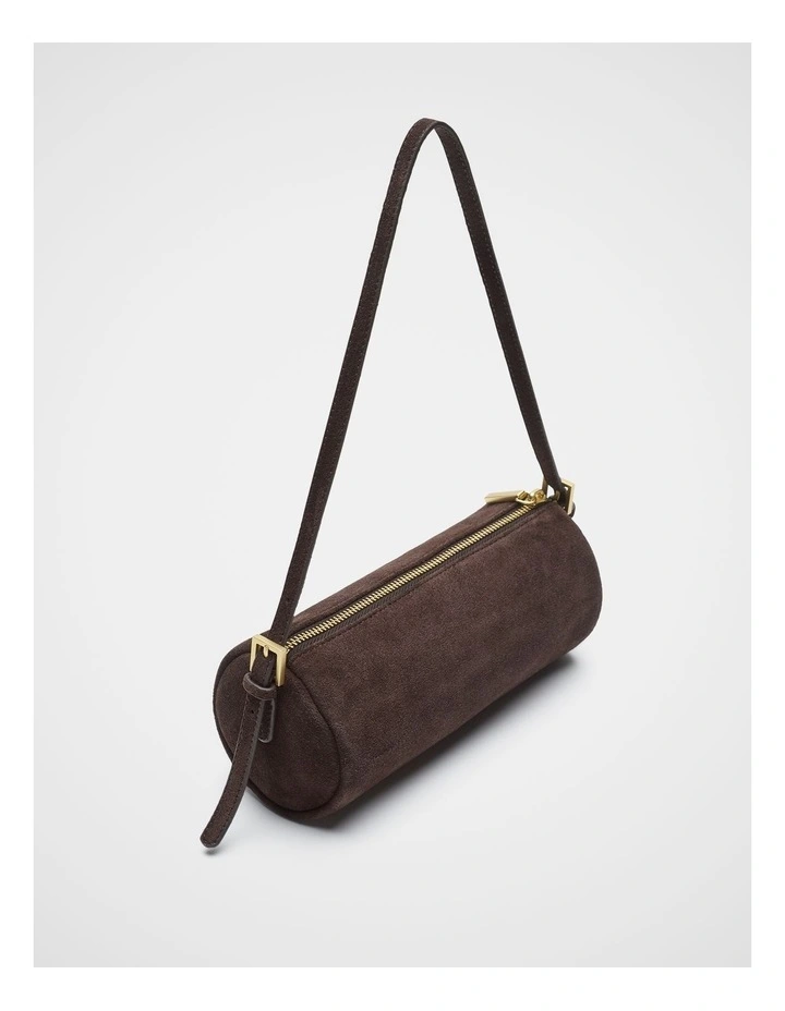Suede Pouch Shoulder Bag in Chocolate image 3