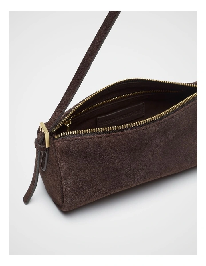 Suede Pouch Shoulder Bag in Chocolate image 4