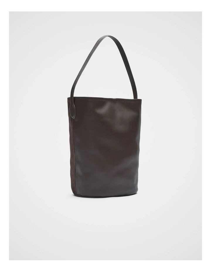 Spliced Leather Tote in Chocolate image 3