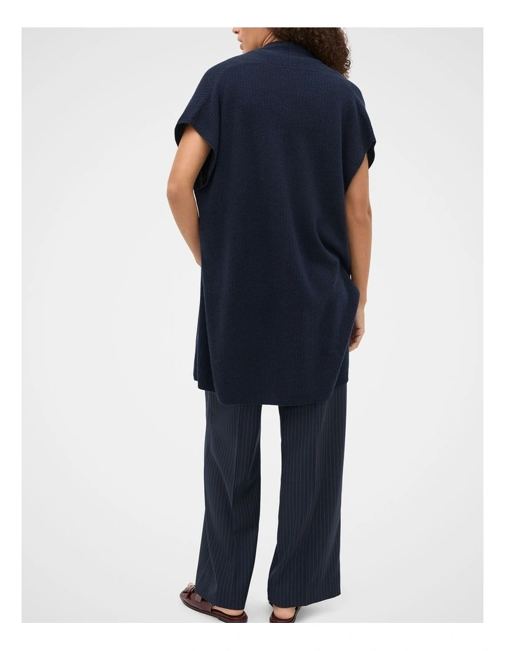 Rib Knit Poncho in Blue image 2