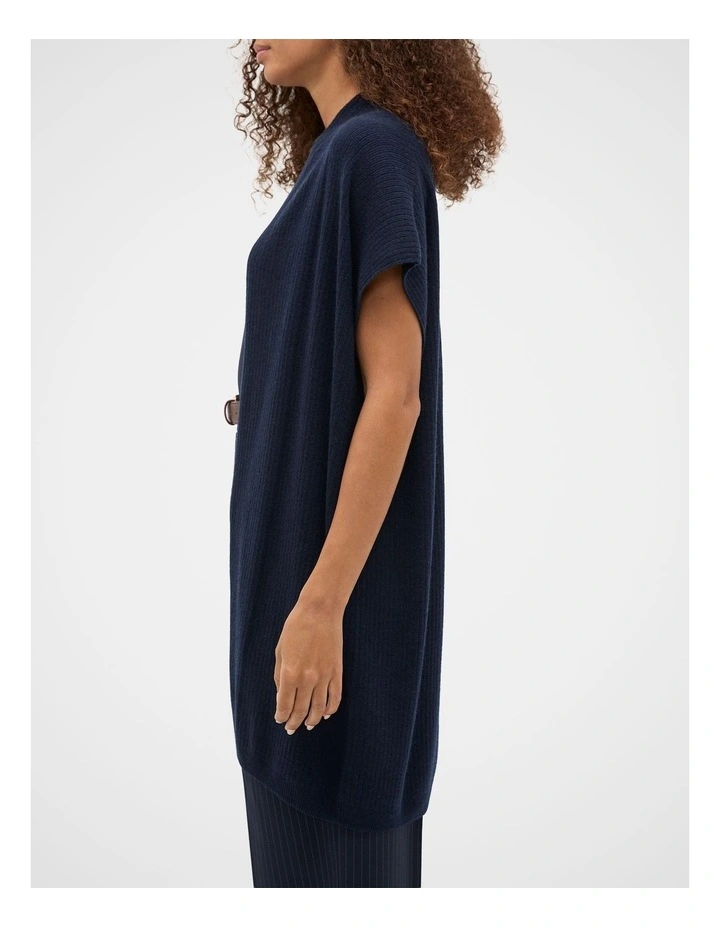 Rib Knit Poncho in Blue image 3