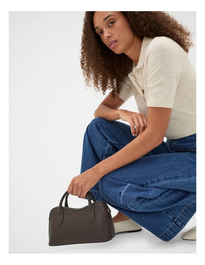 Curved Mini Crossbody Bag in Chocolate image 2