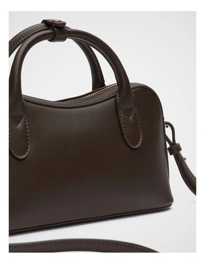 Curved Mini Crossbody Bag in Chocolate image 3