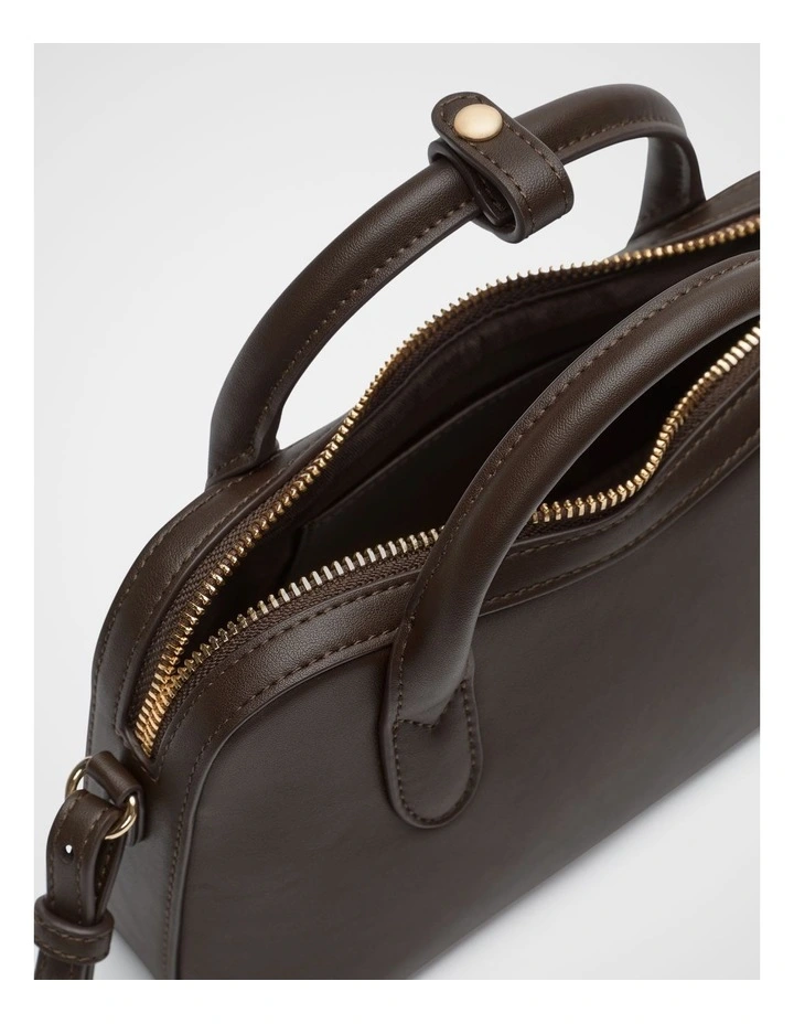 Curved Mini Crossbody Bag in Chocolate image 4