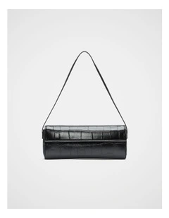 Croc Shoulder Bag in Black Croc
