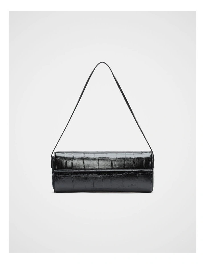 Croc Shoulder Bag in Black Croc image 1