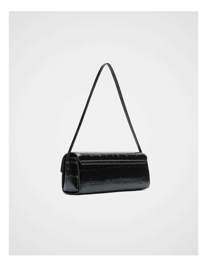 Croc Shoulder Bag in Black Croc image 3