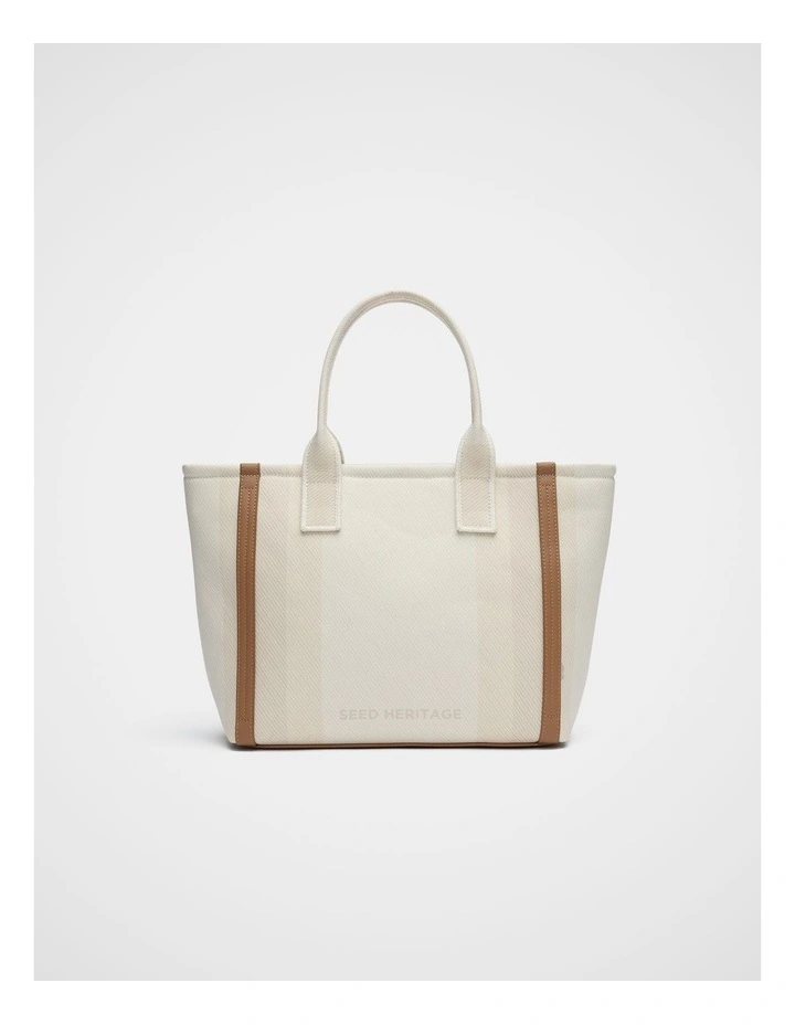 Textured Stripe Carry All in Natural image 1