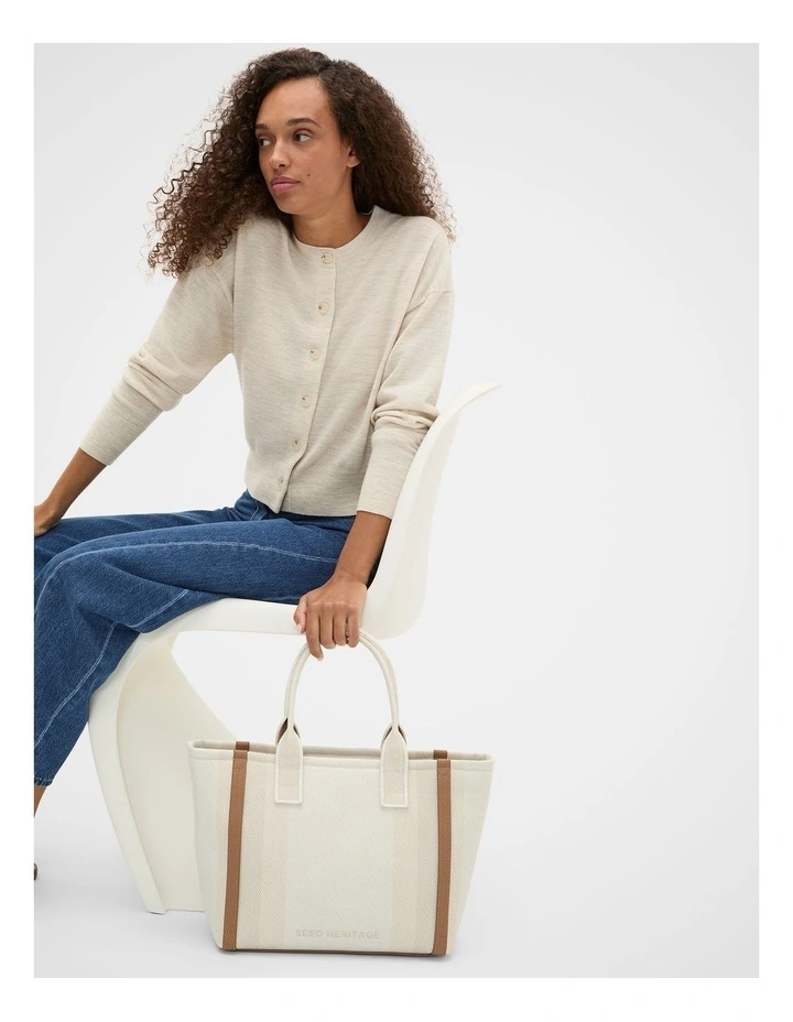 Textured Stripe Carry All in Natural image 2