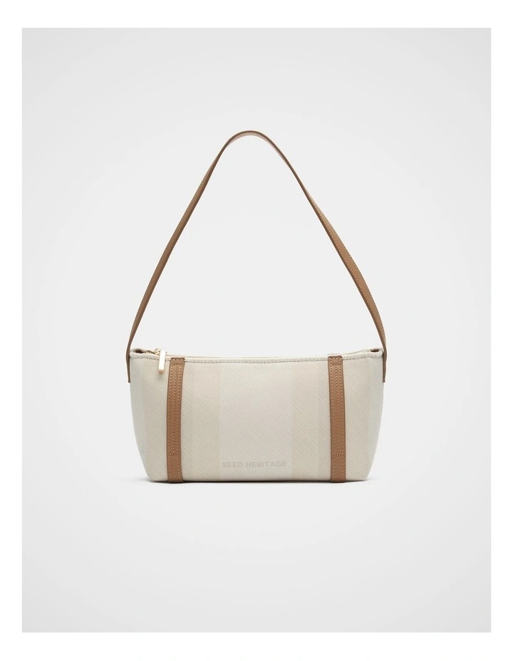 Textured Stripe Shoulder Bag in Natural image 1