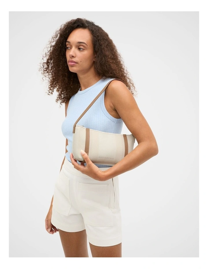 Textured Stripe Shoulder Bag in Natural image 2