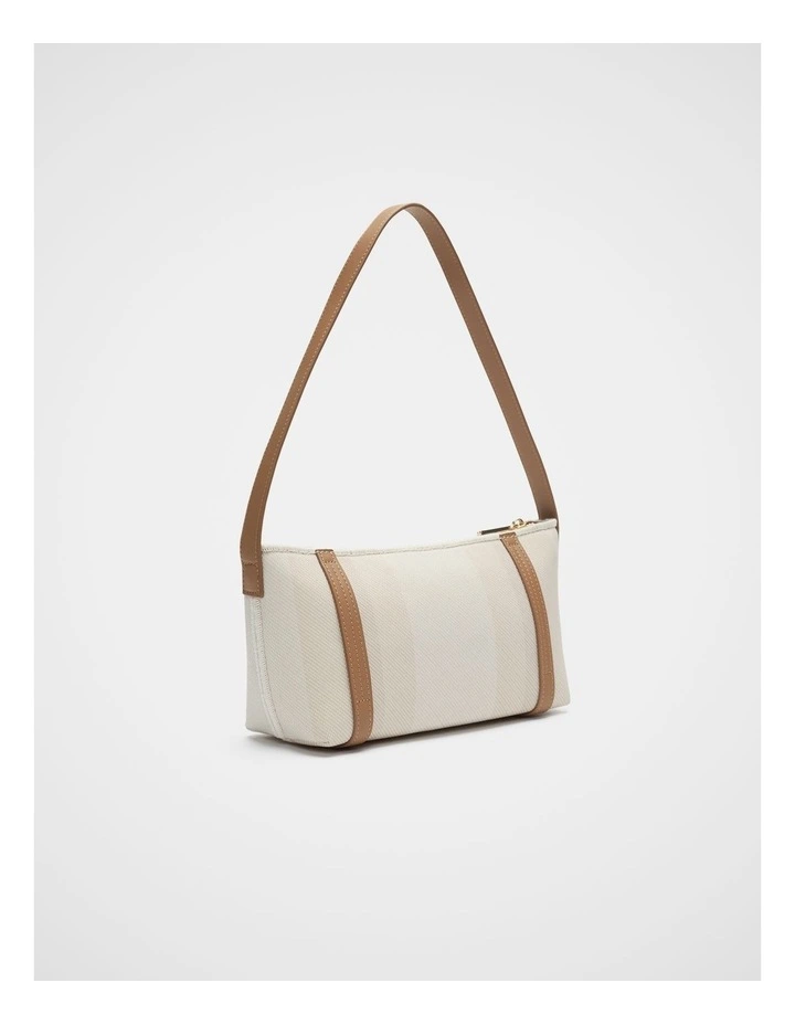 Textured Stripe Shoulder Bag in Natural image 3