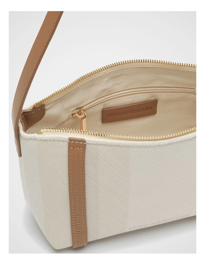 Textured Stripe Shoulder Bag in Natural image 4