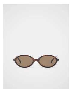 Sabrina Oval Sunglasses in Dark Tort