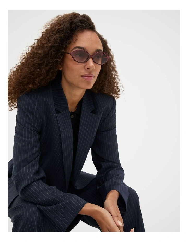 Sabrina Oval Sunglasses in Plum Red image 2