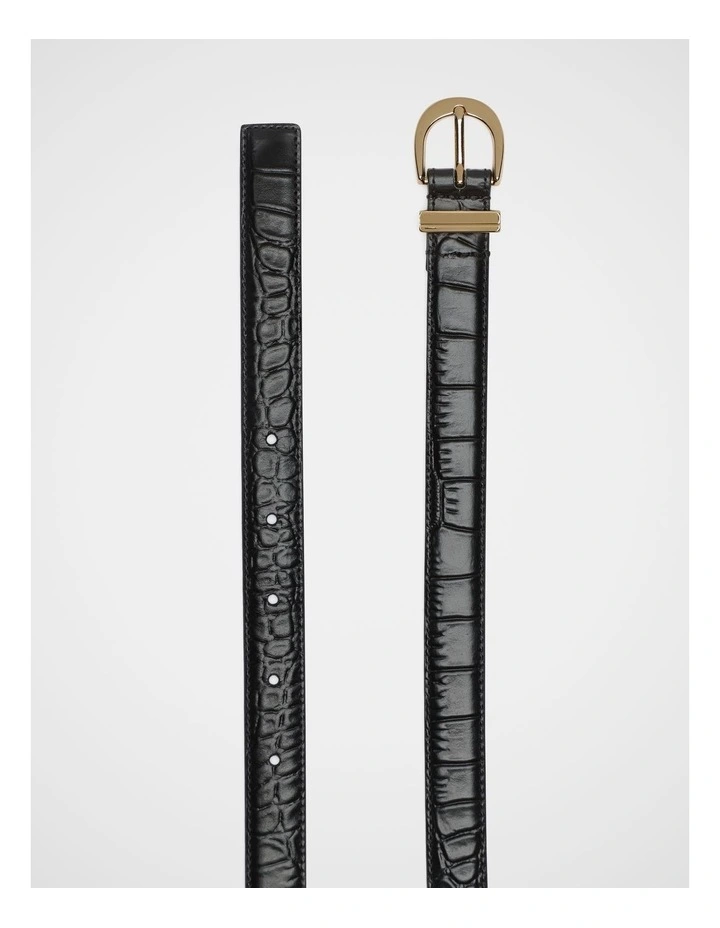 Raven Metal Keeper Belt in Black Croc image 3