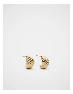 Fluted Hoop Earring in Gold