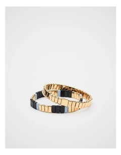 Stretch Bead Bracelet Set in Blue