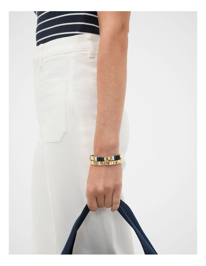 Stretch Bead Bracelet Set in Blue image 2