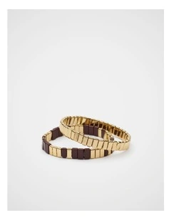 Stretch Bead Bracelet Set in Purple