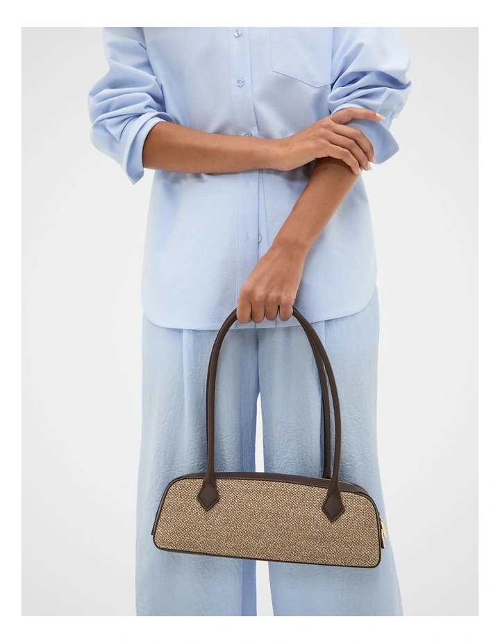 Textured Detail Shoulder Bag in Chocolate image 2