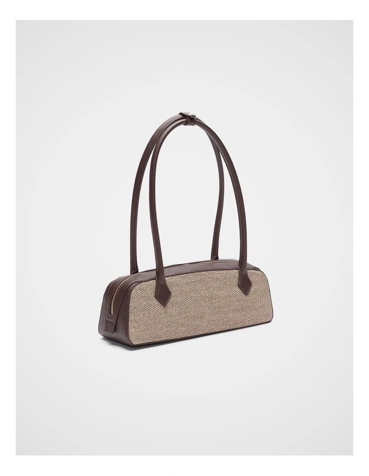 Textured Detail Shoulder Bag in Chocolate image 3